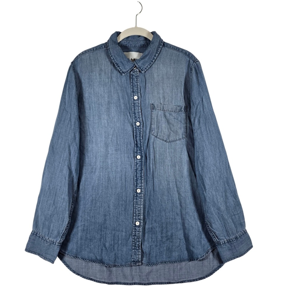 Lola River Chambray Denim Shirt Womens Large Long Sleeve Tencel Button Up